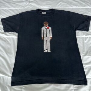 Vintage Kanye Black Graphic T-Shirt with Pixel Art Design